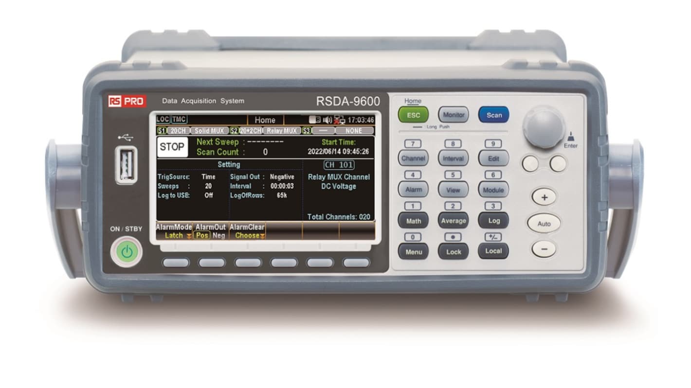 RS PRO Data Acquisition System, 20 Channel(s), Digital IO, LAN, USB, 6.5 digit