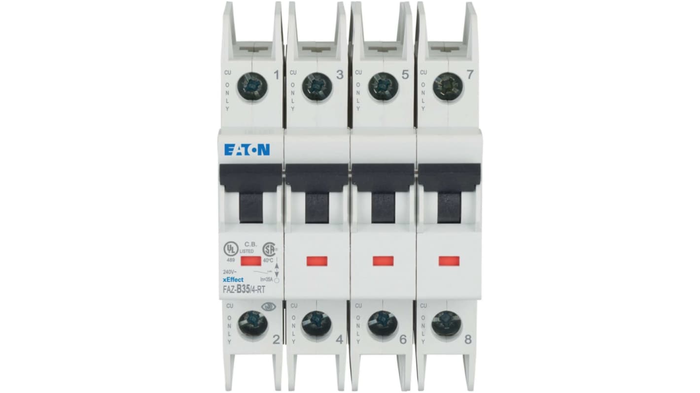 Interruptor automático 4P, 35A, Curva Tipo B, Poder de corte 15 kA, xEffect