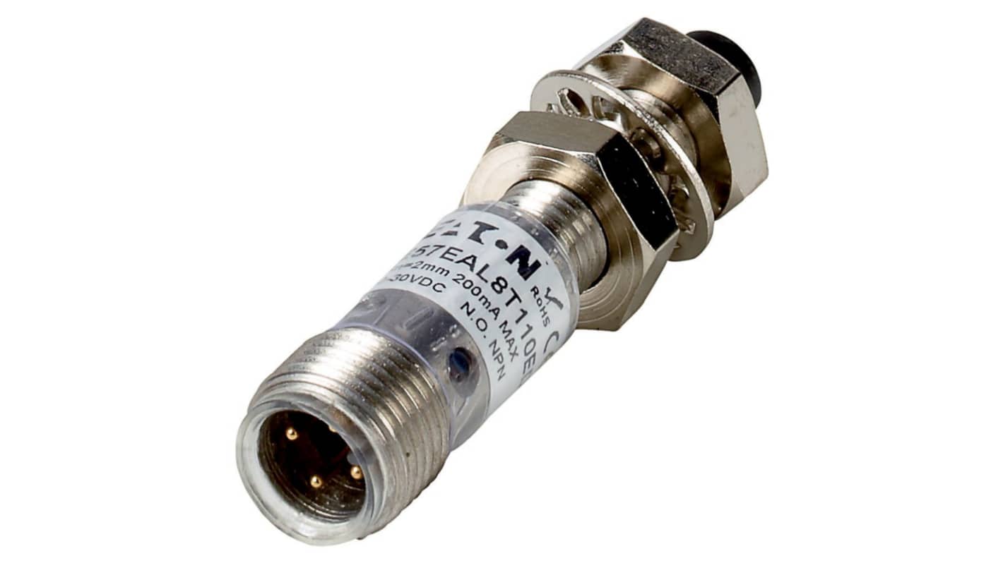 Eaton Inductive Threaded Barrel Proximity Sensor, M8, 2 mm Detection, NPN NO, 30 V