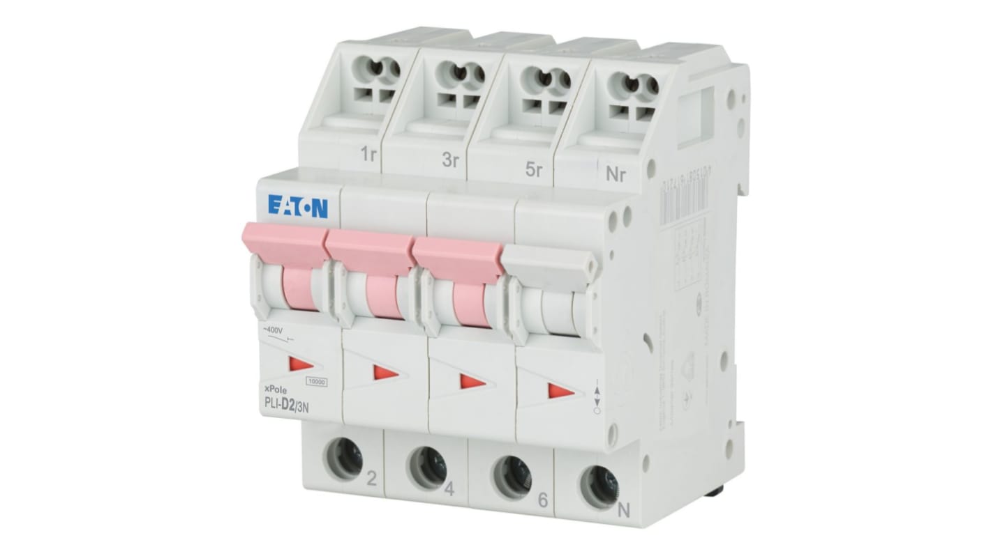 Eaton MCB, 3P, 2A Curve D, 400V AC, 10 kA Breaking Capacity