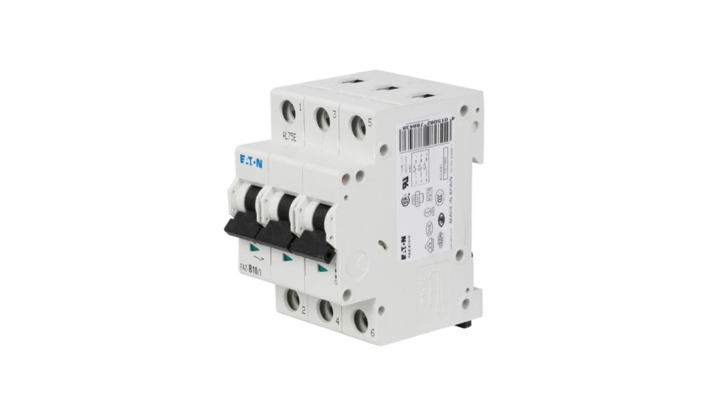Eaton xEffect FAZ MCB, 3P, 5A Curve D, 415V AC, 60V DC, 15 kA Breaking Capacity