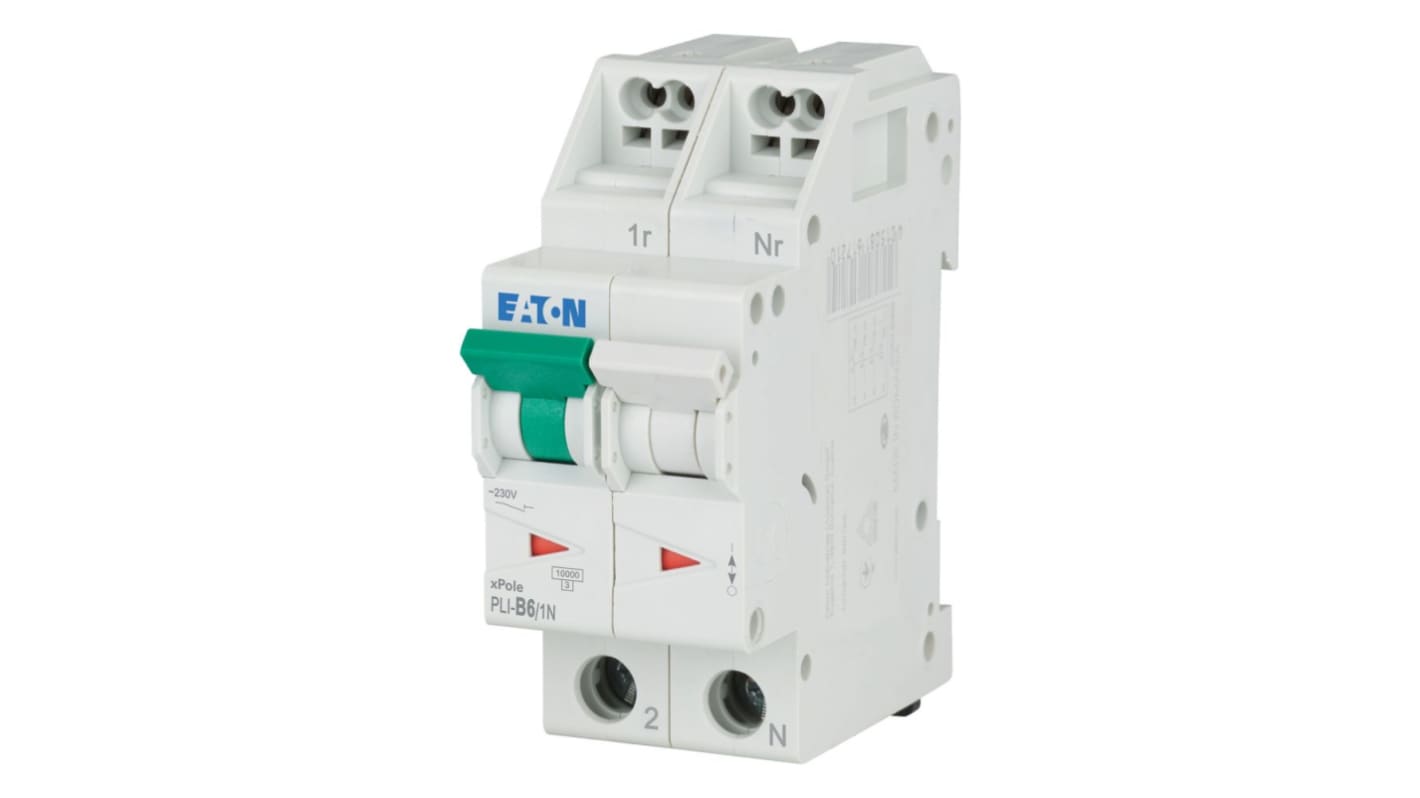 Eaton MCB, 1P, 6A Curve B, 230V AC, 10 kA Breaking Capacity