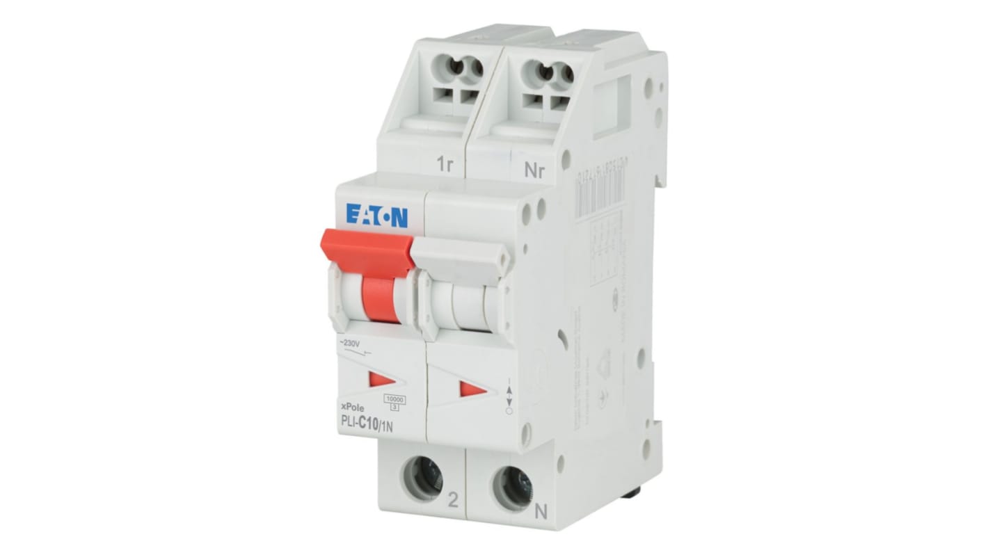 Eaton MCB, 2P, 10A Curve C, 230V AC, 10 kA Breaking Capacity