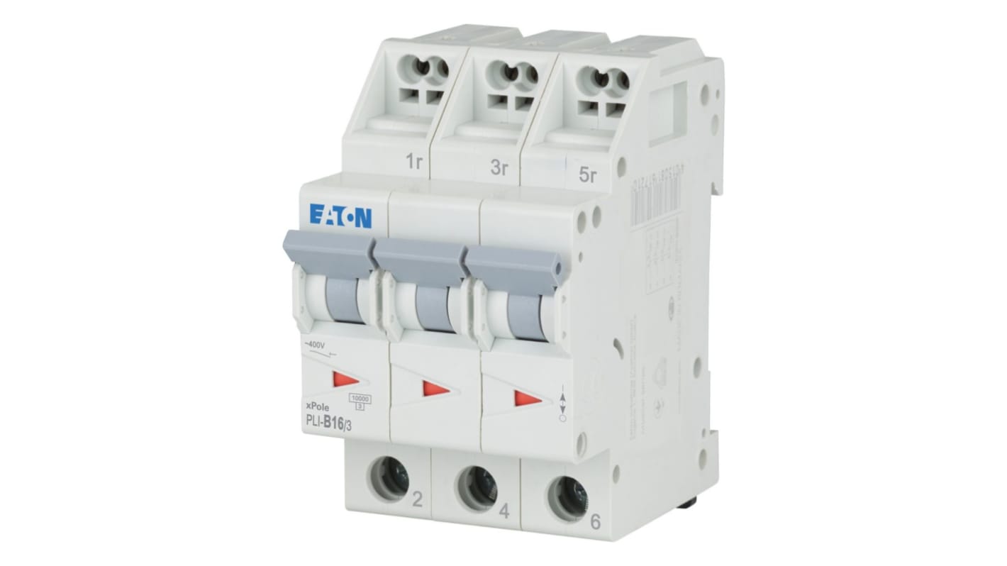 Eaton MCB, 3P, 16A Curve B, 400V AC, 10 kA Breaking Capacity