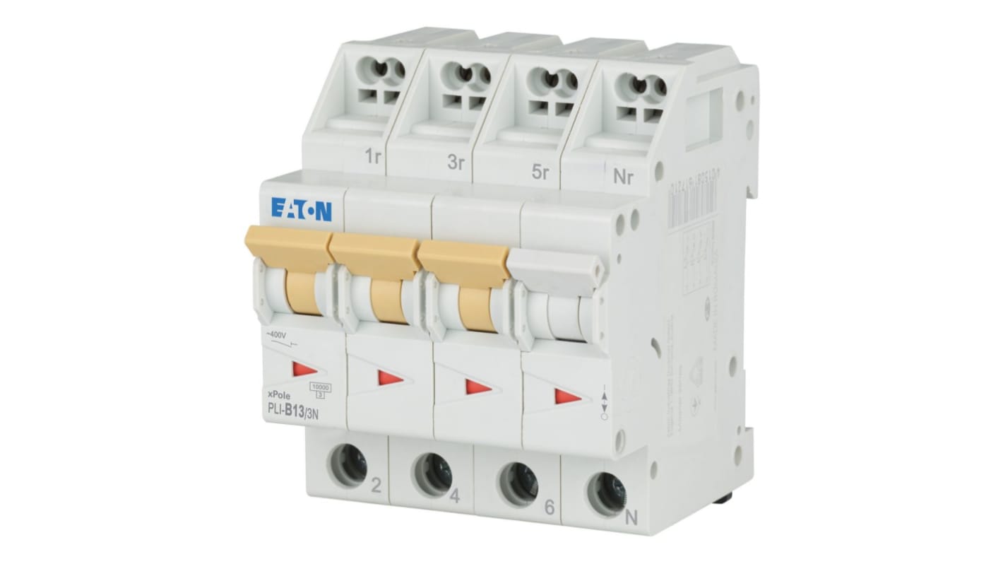 Eaton MCB, 3P, 13A Curve B, 400V AC, 10 kA Breaking Capacity