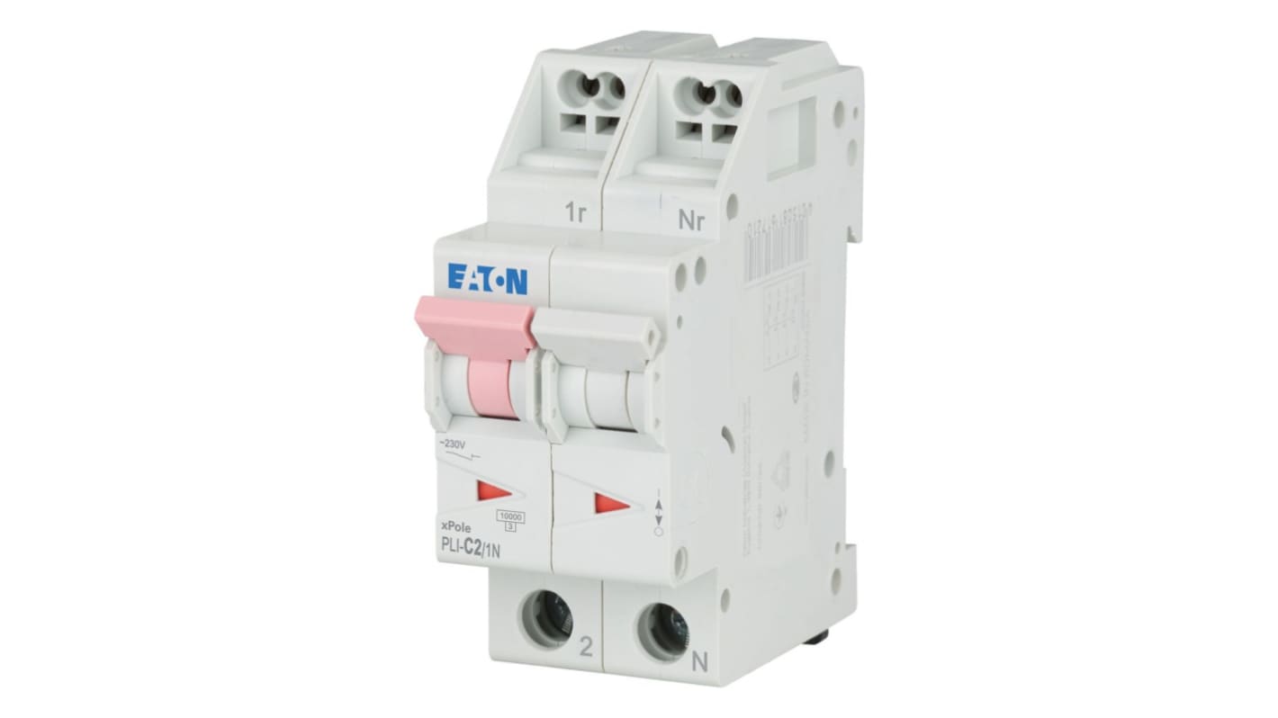 Eaton MCB, 1P, 2A Curve C, 230V AC, 10 kA Breaking Capacity