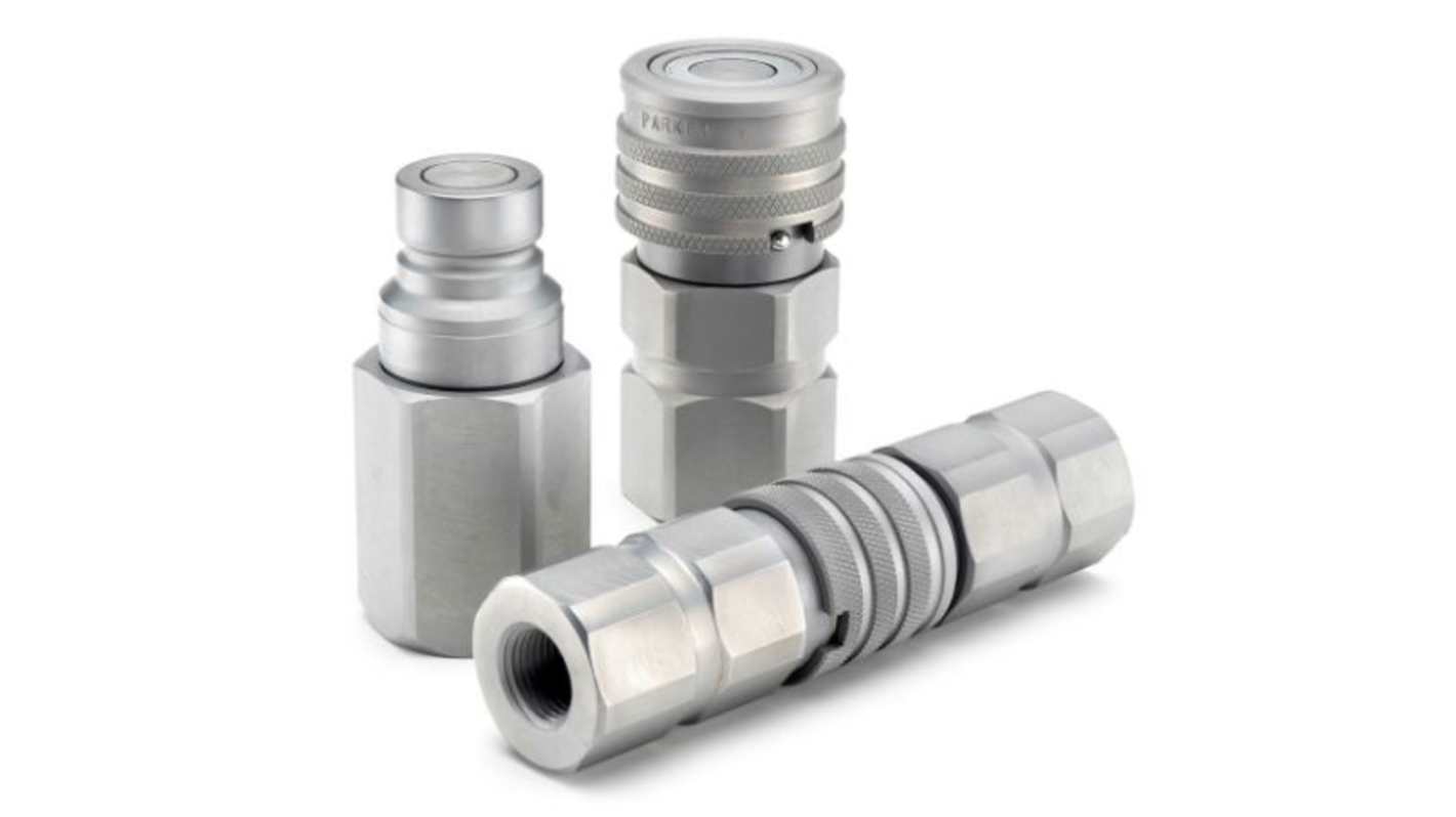 Parker Steel Female Hydraulic Quick Connect Coupling, G 3/8 Female
