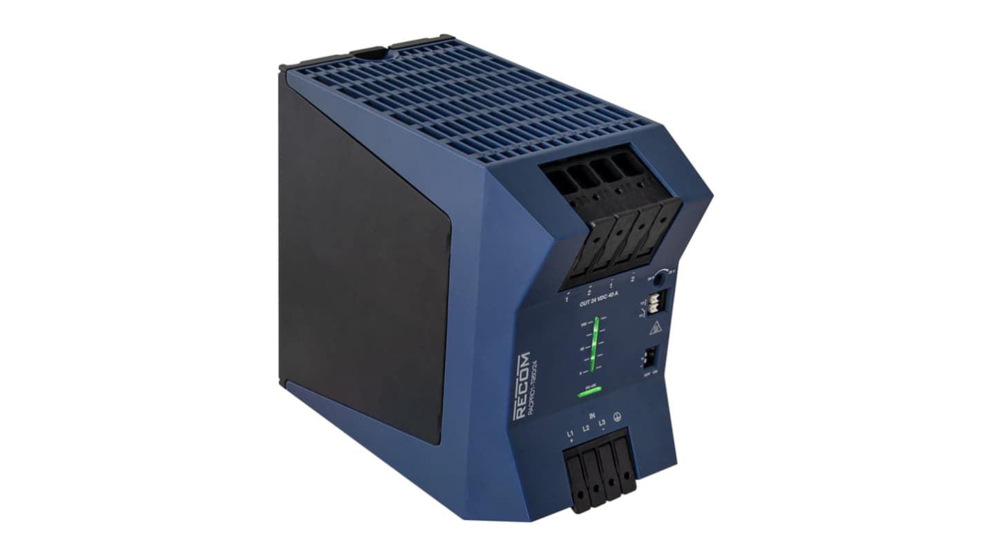 Recom RACPRO1-T960 DIN Rail Power Supply, 320-575V ac ac, dc Input, 24-28V dc dc Output, 40A Output, 960W