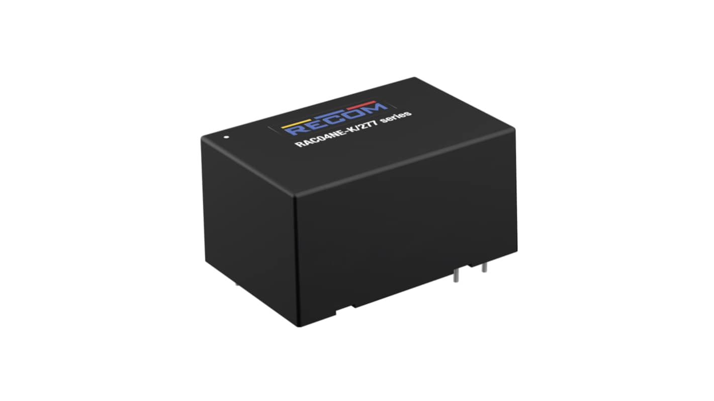 Recom AC-DC Power Supply, RAC04NE-15SK/277, 15V dc, 267mA, 4W, 1 Output, 85-305V ac Input Voltage