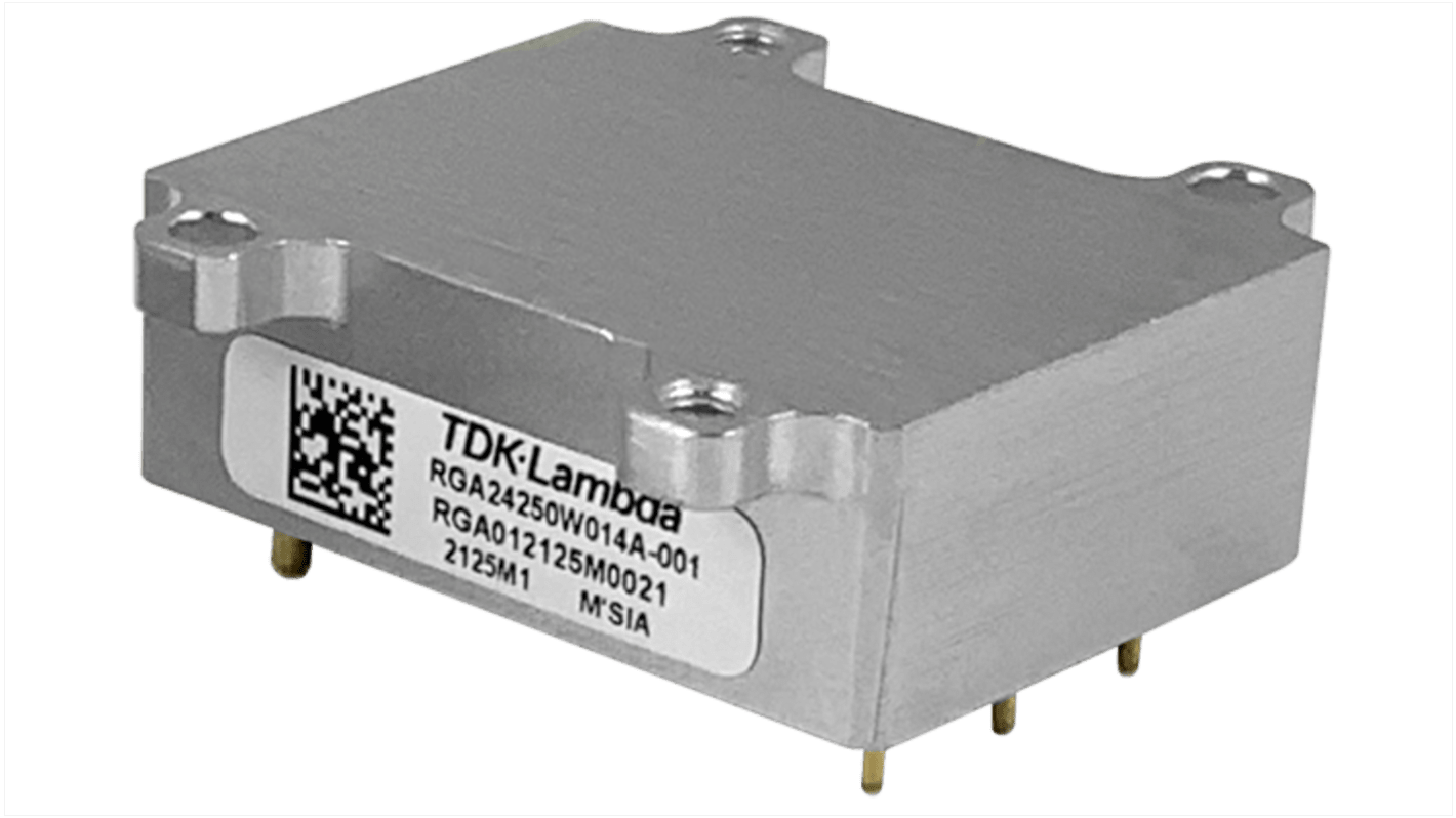 TDK-Lambda RGA DC-DC Converter, 3.3 → 15V dc/ 20A Output, 9 → 53 V dc Input, 250W, PCB Mount, -40°C Max