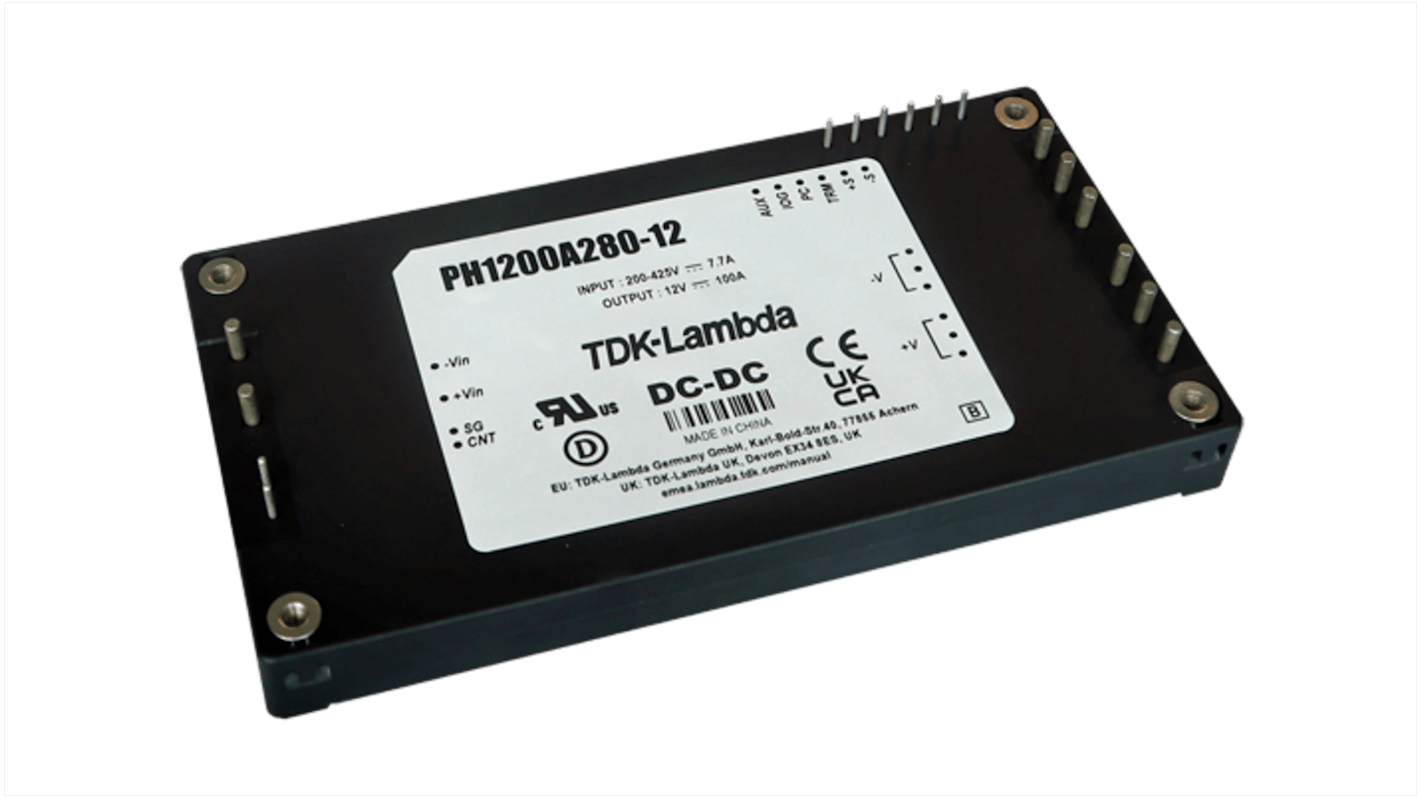 TDK-Lambda Switching Power Supply, PH1200A280-48, 48V dc, 25A, 1.2kW, 1 Output, 200 → 425V dc Input Voltage