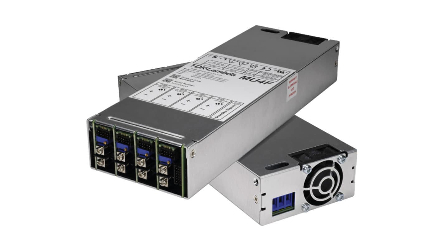 TDK-Lambda Switching Power Supply, MU400P4L, 5 V, 12 V, 24 VV dc, 2 A, 20 A, 30 A, 800W, Triple Output, 85 →