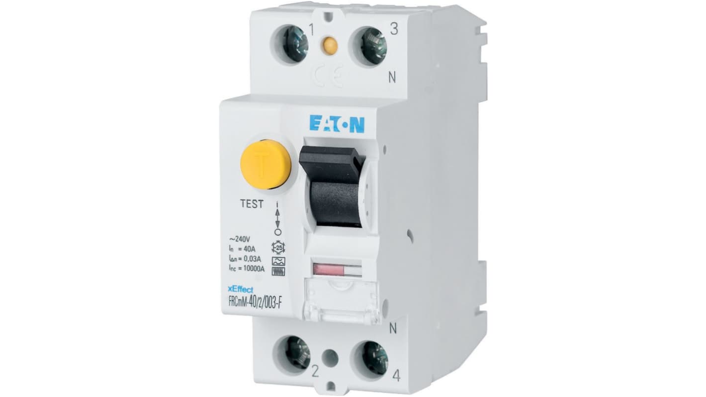 RCCB Eaton xEffect, 2P, 40A, sensibilità 30mA, Modello F