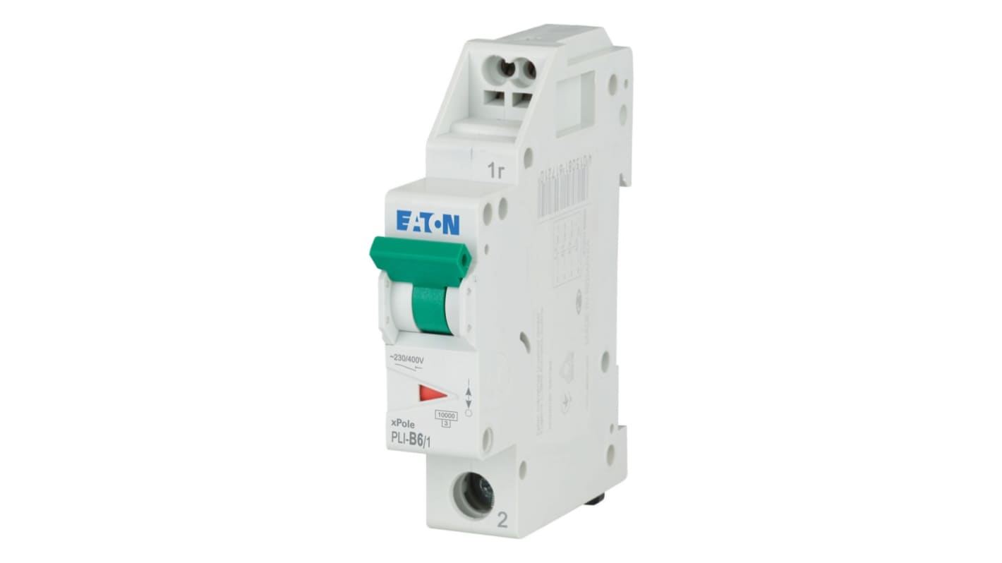 Eaton MCB, 1P, 6A Curve B, 230V AC, 10 kA Breaking Capacity