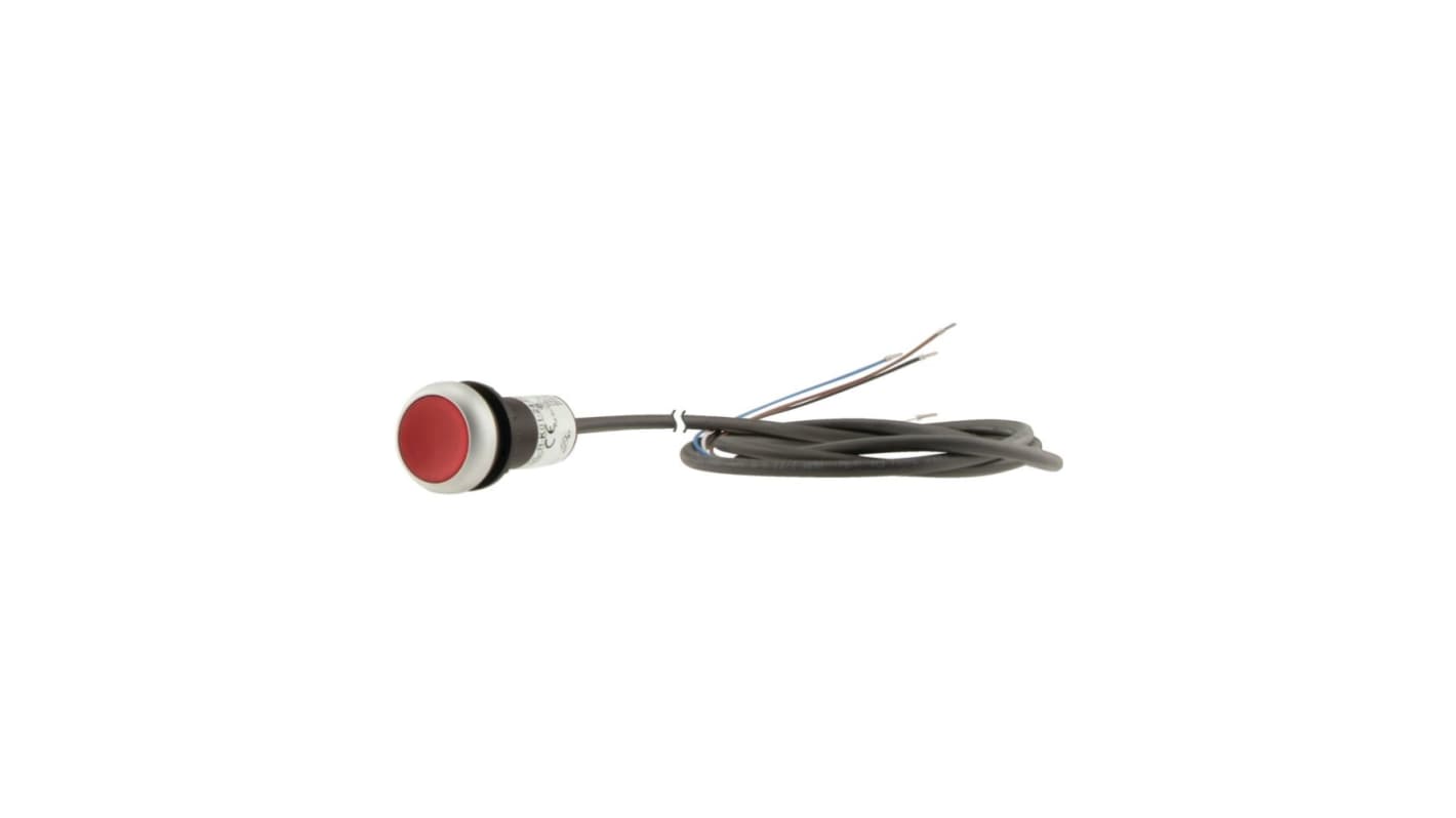 Eaton Series C22 Series Illuminated Illuminated Push Button Switch, Maintained, Threaded, 22.5mm Cutout, 1NC, Red LED,
