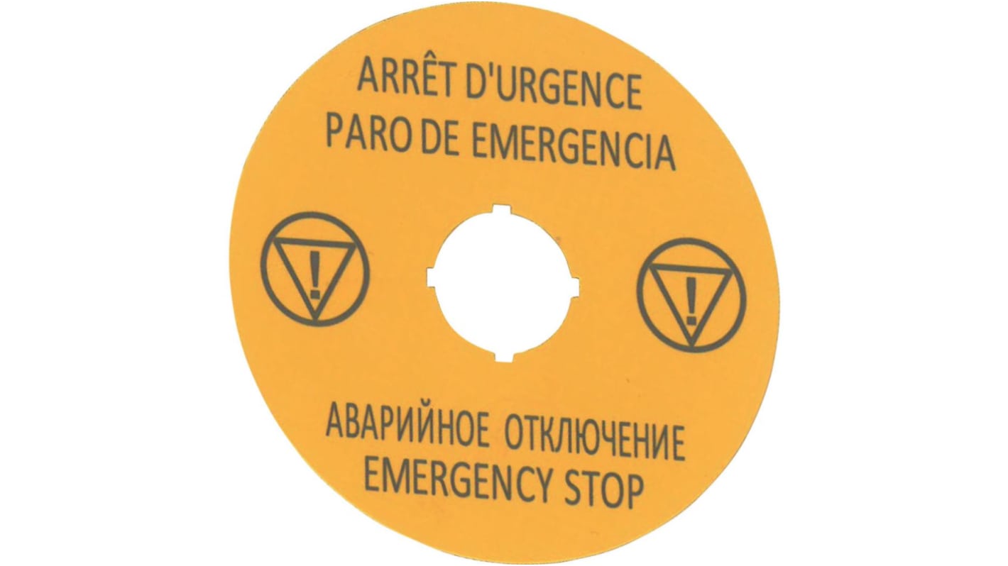 Eaton Label for Use with M22 Pushbuttons, Emergency Stop, Emergency Stop