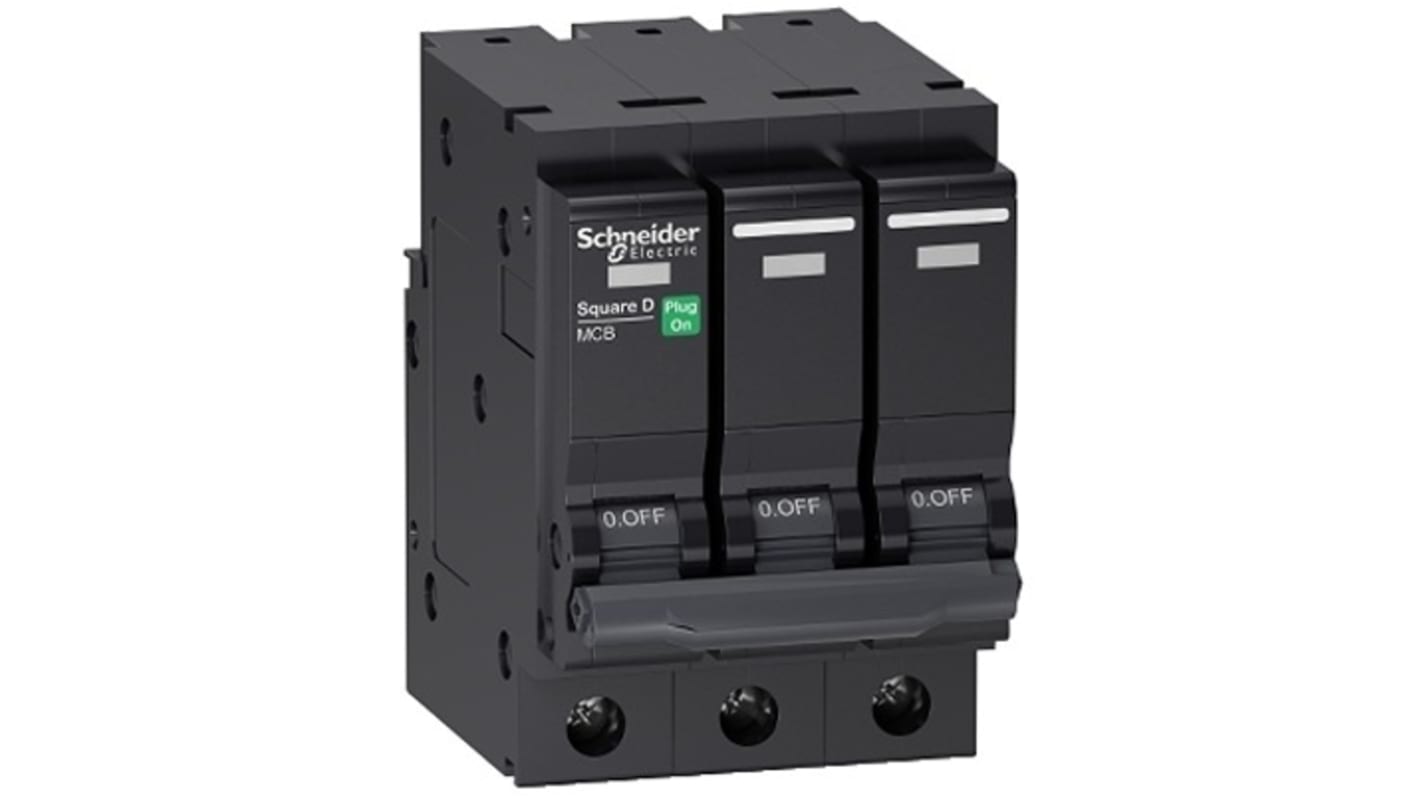 Schneider Electric Square D QO363V MCB, 3P, 63A, 415V AC, 10000 A Breaking Capacity