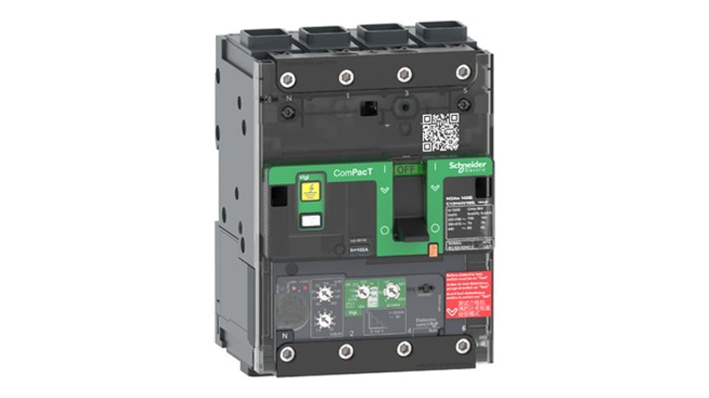Schneider Electric, ComPacT New Generation MCCB 4P 160A, Breaking Capacity 100 kA, Fixed Mount