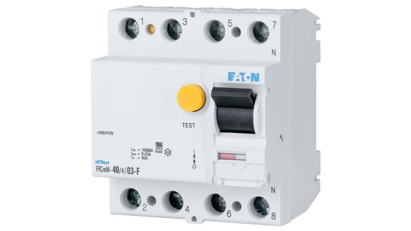 Eaton xEffect RCCB, 40A, 4 Pole, 30mA, Type F, 240V ac