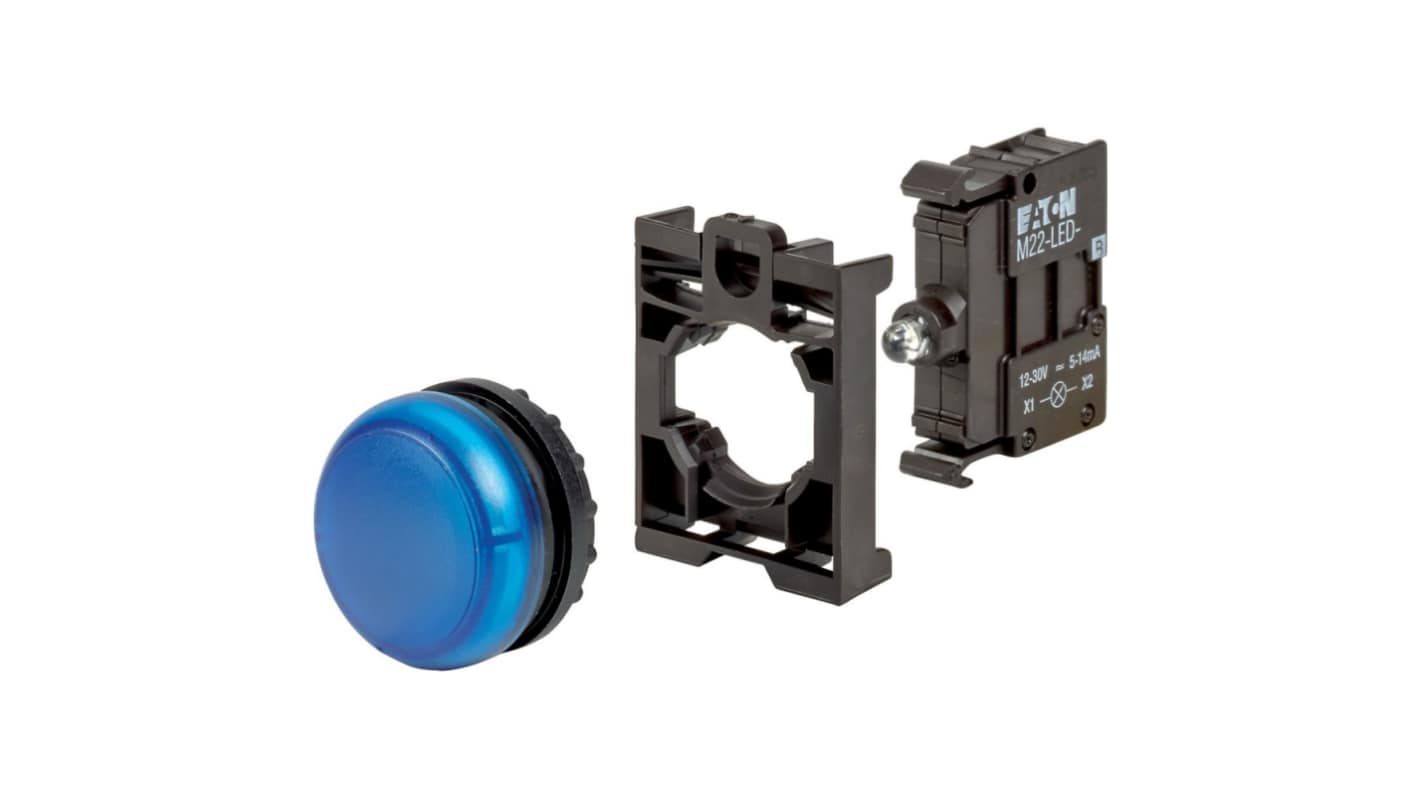 Eaton, Blue LED Indicator, 22.5mm Cutout, IP67, IP69K, Round