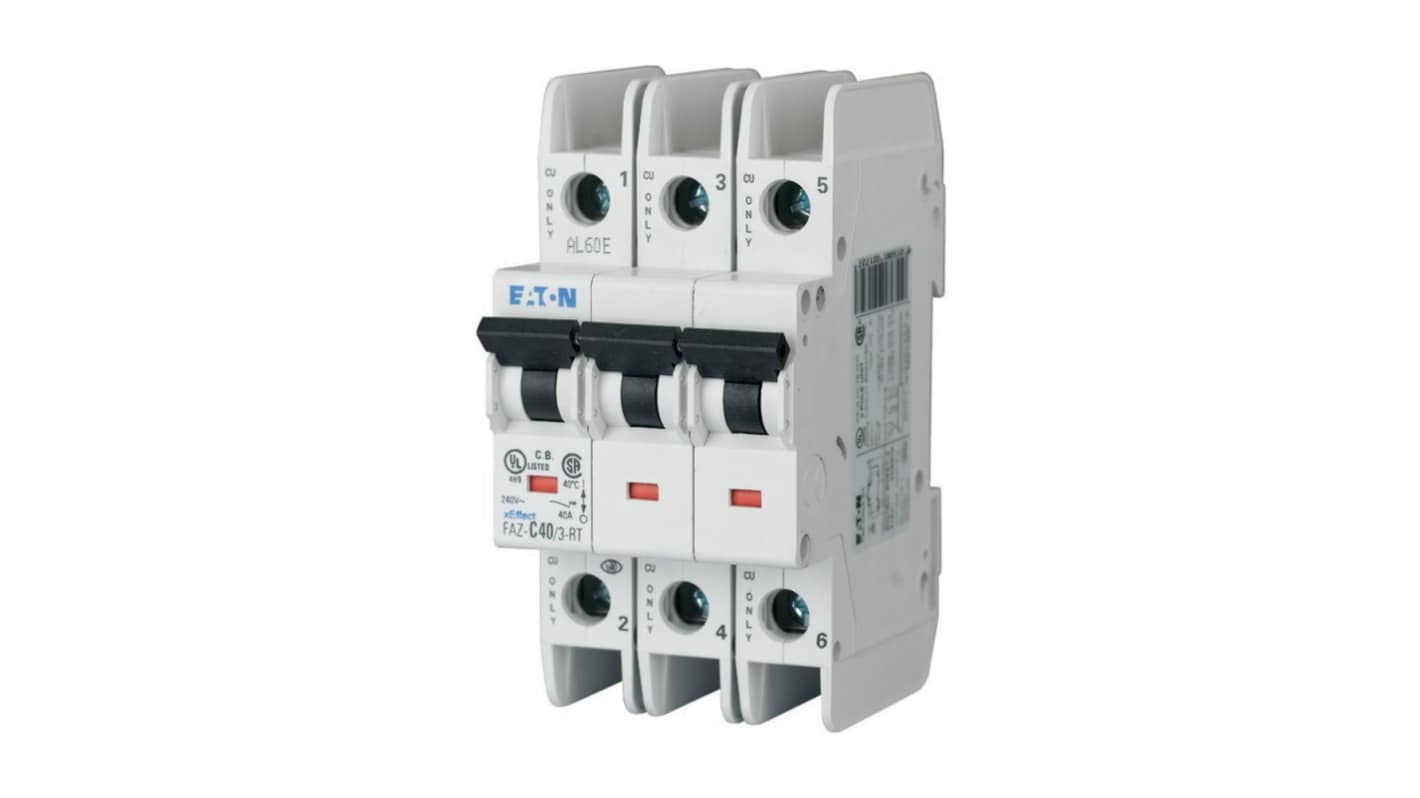 Eaton xEffect FAZ MCB, 3P, 32A Curve B, 415V AC, 60V DC, 15 kA Breaking Capacity