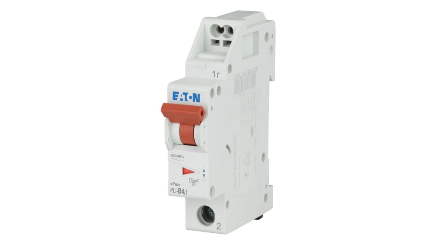 Eaton MCB, 1P, 4A Curve B, 230V AC, 10 kA Breaking Capacity