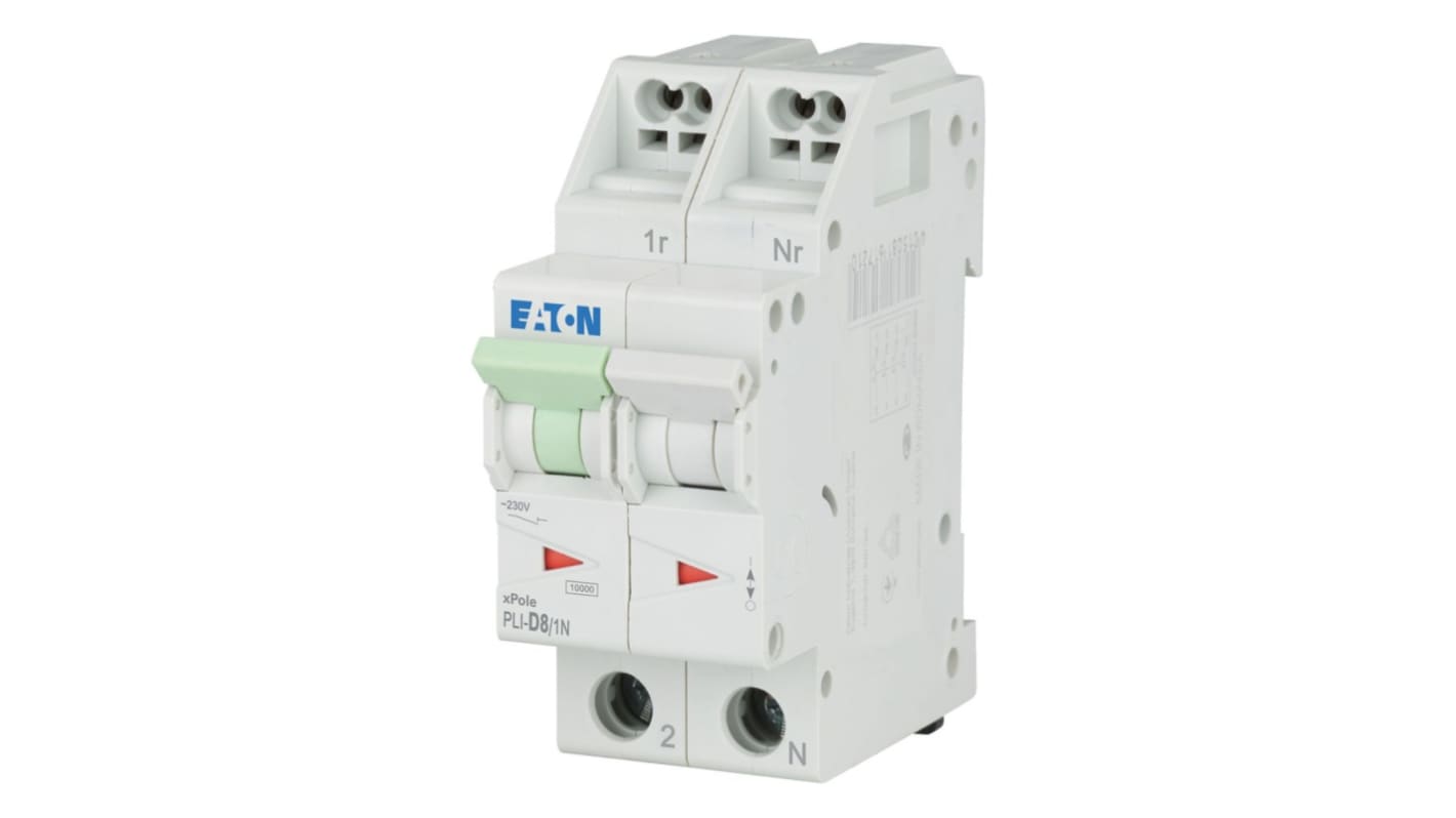 Eaton MCB, 1P, 8A Curve D, 230V AC, 10 kA Breaking Capacity
