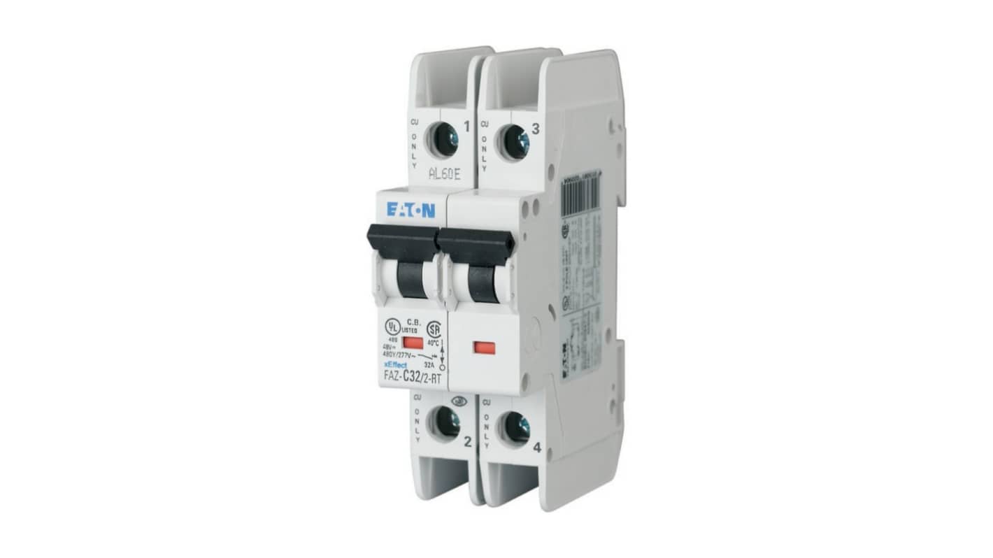 Eaton xEffect FAZ MCB, 2P, 20A Curve D, 415V AC, 60V DC, 15 kA Breaking Capacity