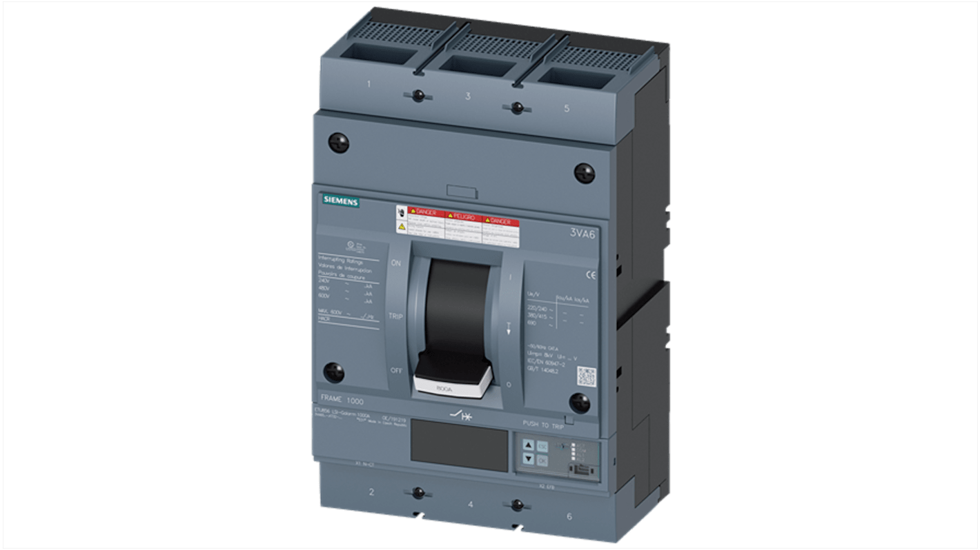 Siemens, SENTRON MCCB Molded Case Circuit Breaker 3P 800A, Breaking Capacity 35 kA, Fixed Mount