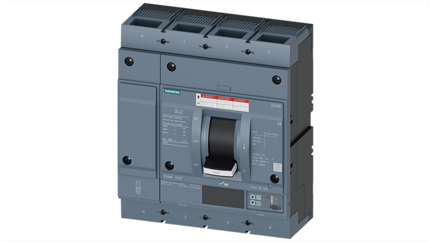 Siemens, SENTRON MCCB Molded Case Circuit Breaker 4P 800A, Breaking Capacity 100 kA, Fixed Mount