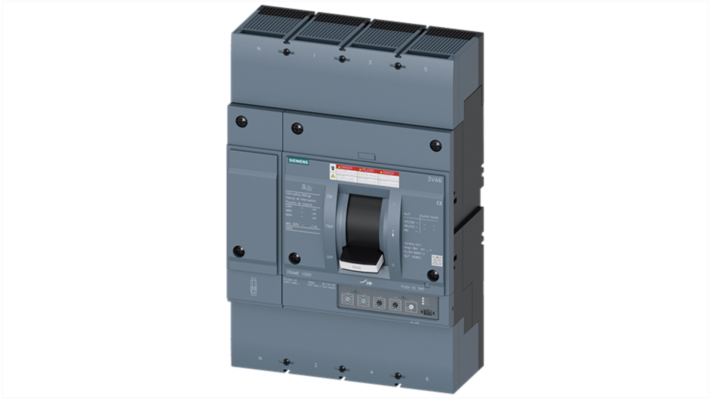 Siemens, SENTRON MCCB Molded Case Circuit Breaker 4P 800A, Breaking Capacity 65 kA, Fixed Mount
