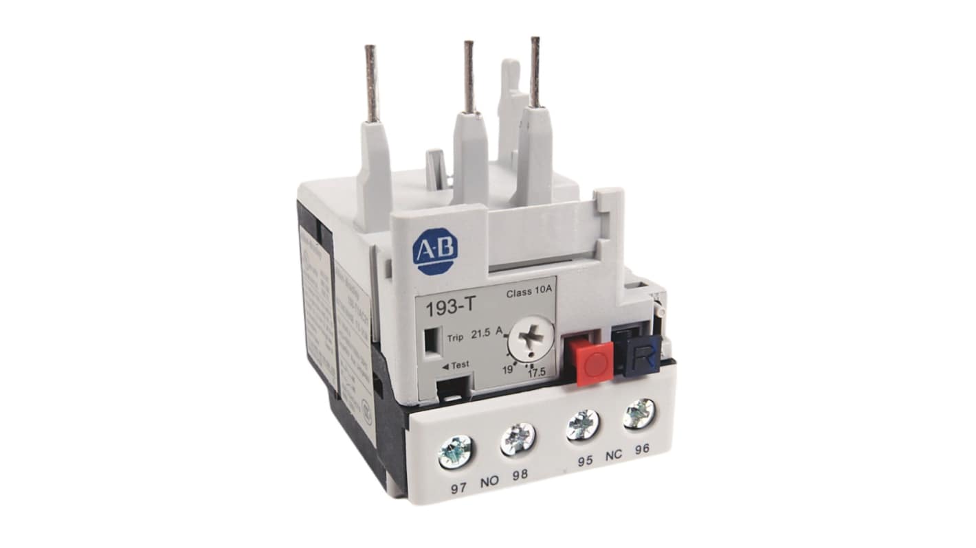 Allen Bradley 193-T1 Overload Relay, 17.5 → 21.5 A F.L.C, 2 mA Contact Rating, 12 W, 15 V, 193-T1AA