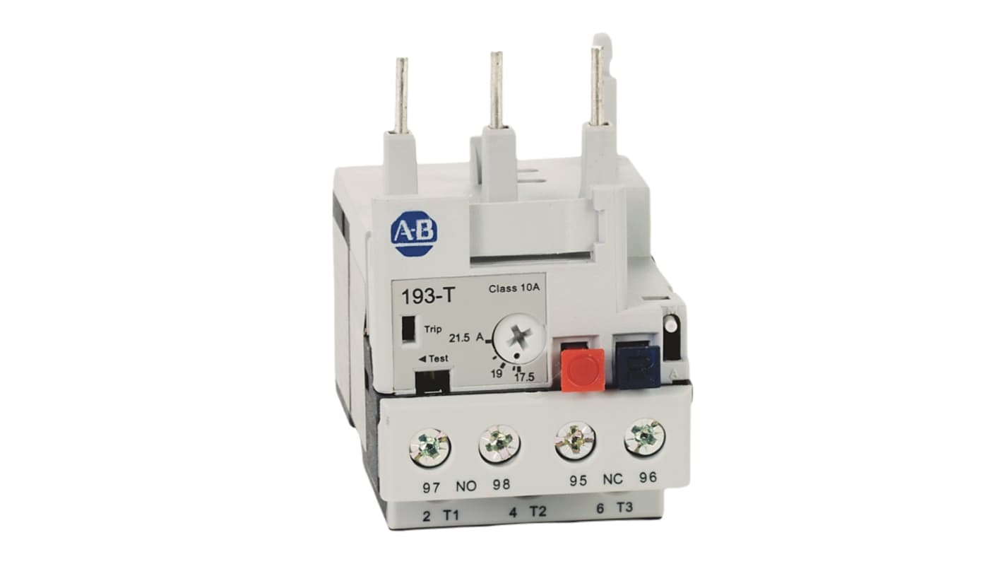 Allen Bradley 193-T1 Overload Relay, 17.5 → 21.5 A F.L.C, 2 mA Contact Rating, 6 W, 15 V, 193-T1AA