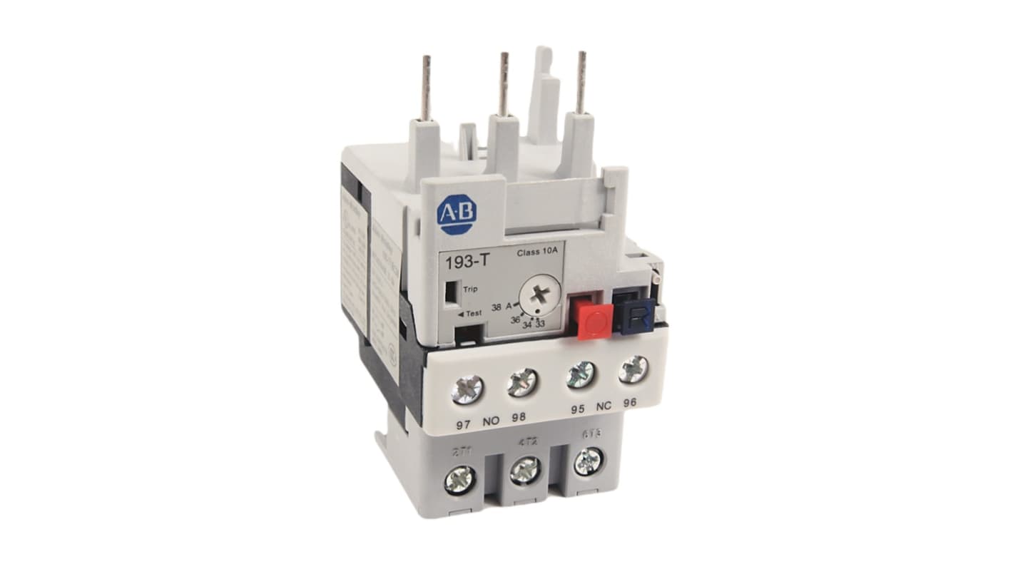 Allen Bradley 193-T1 Overload Relay, 33 → 38 A F.L.C, 2 mA Contact Rating, 12 W, 15 V, 193-T1AA