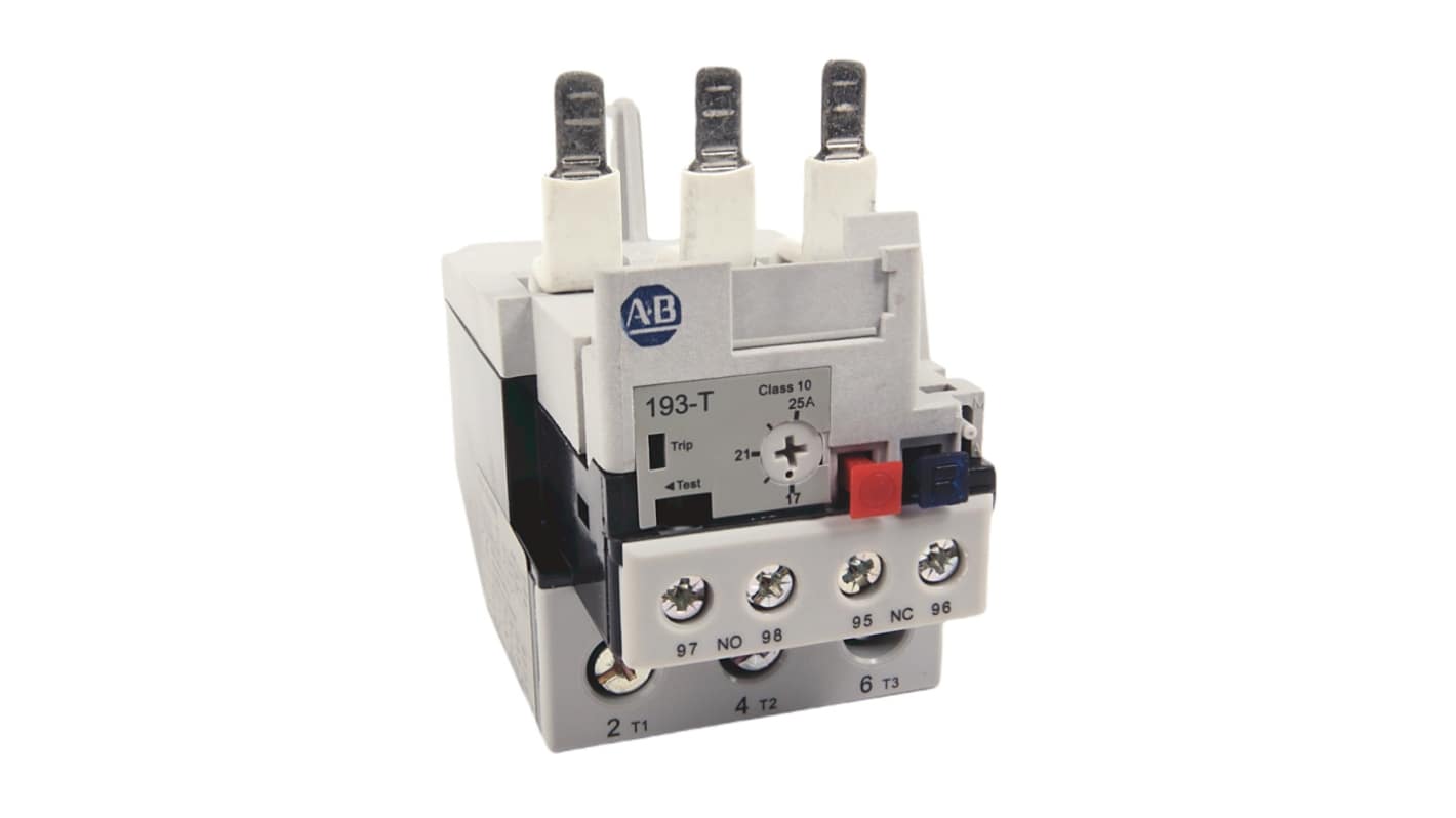 Allen Bradley 193-T1 Overload Relay, 17 → 25 A F.L.C, 2 mA Contact Rating, 12 W, 15 V, 193-T1AA