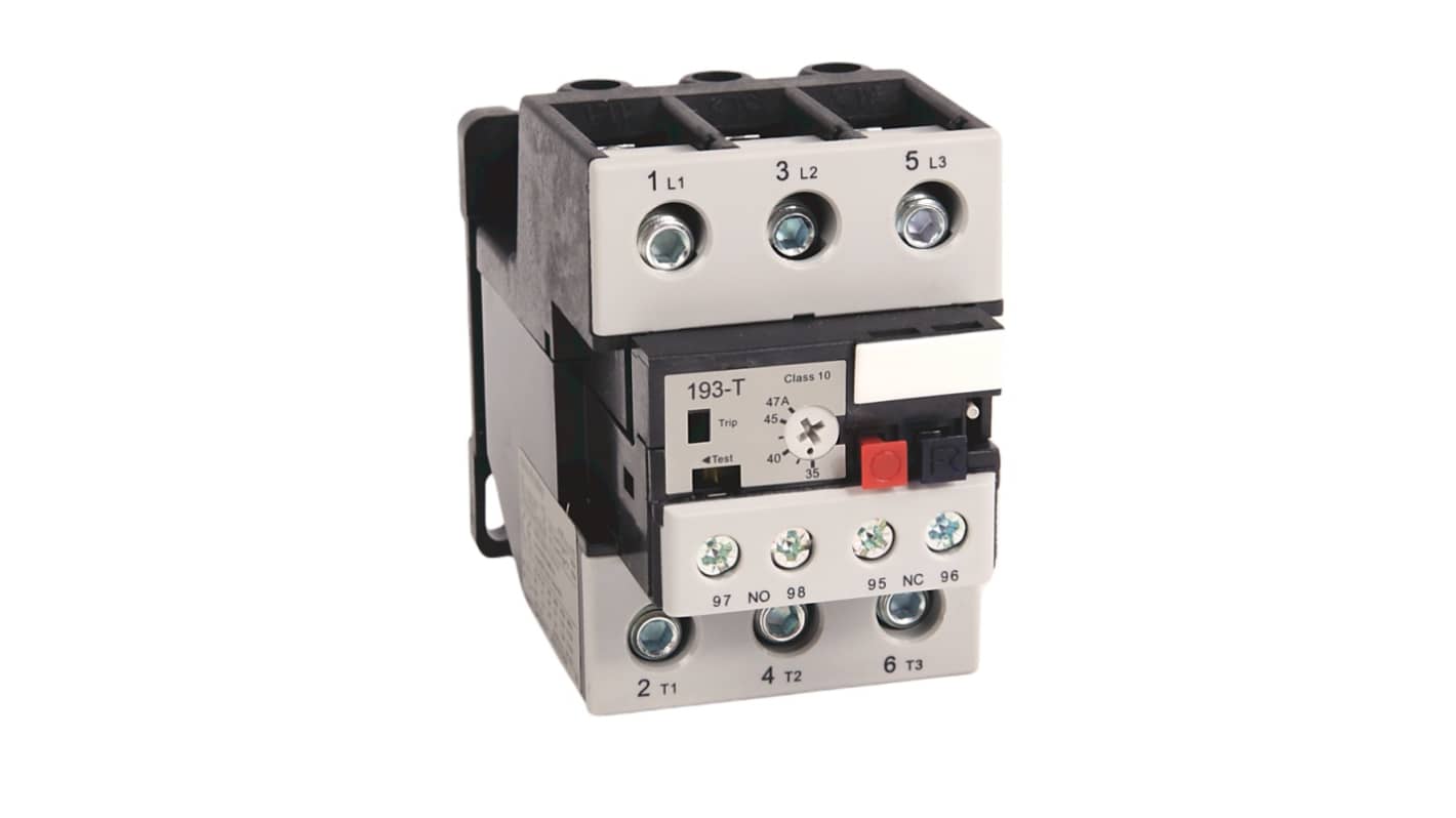Allen Bradley 193-T1 Overload Relay, 35 → 47 A F.L.C, 2 mA Contact Rating, 12 W, 15 V, 193-T1AA