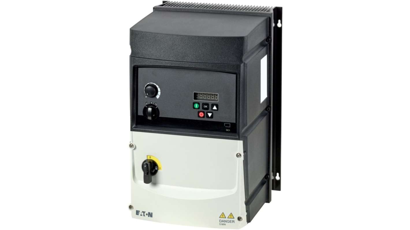 Eaton Variable Speed Drive, 7.5 kW, 3 Phase, 200 → 240 V ac, 30 A, VFD DC1 Series