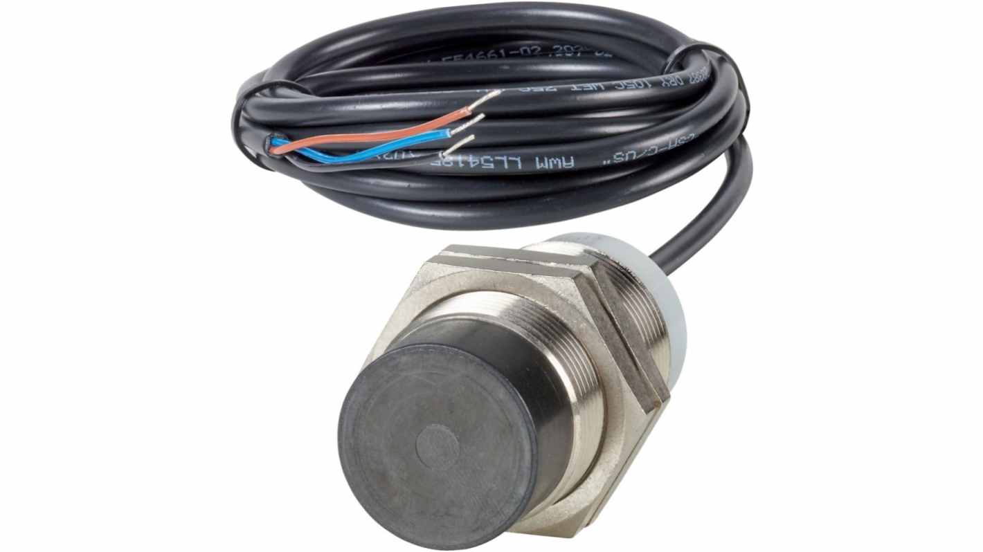 Inductive Threaded Barrel Inductive Proximity Sensor, M30, 15 mm Detection, PNP NO, 48 V