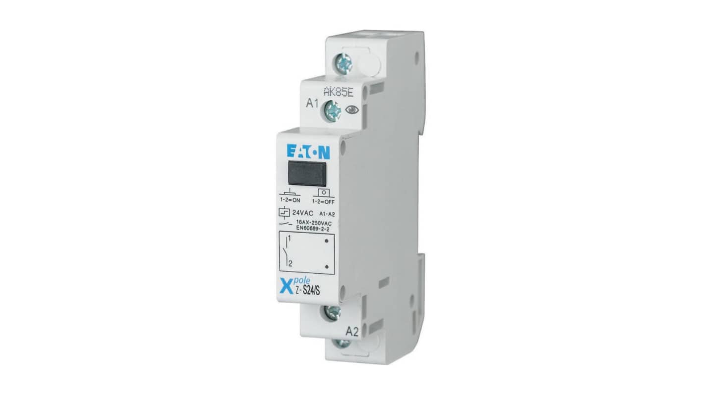 Relè a impulsi Eaton, SPST, bobina 24V ca, Guida DIN