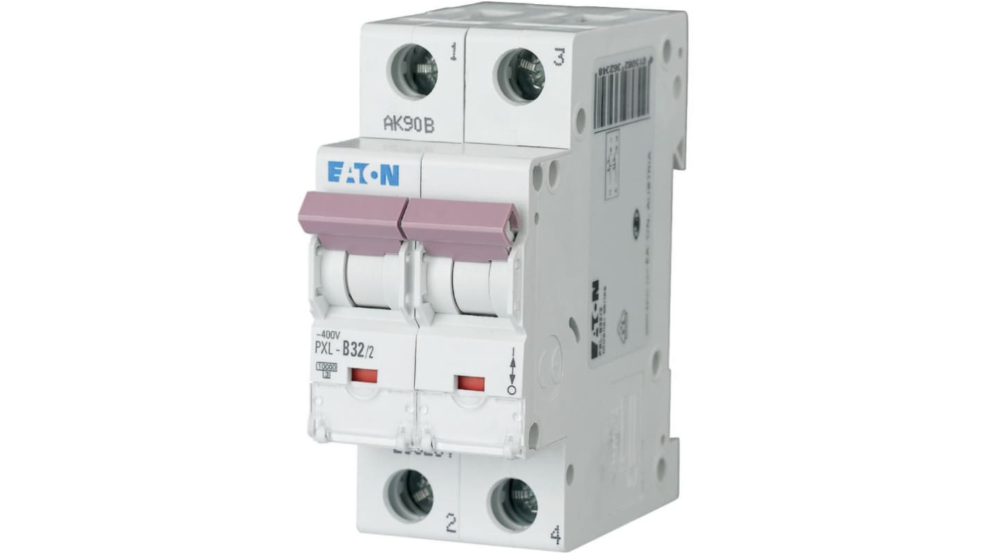 Eaton xPole - PXL PXL MCB, 2P, 32A Curve D, 400V AC, 10 kA Breaking Capacity