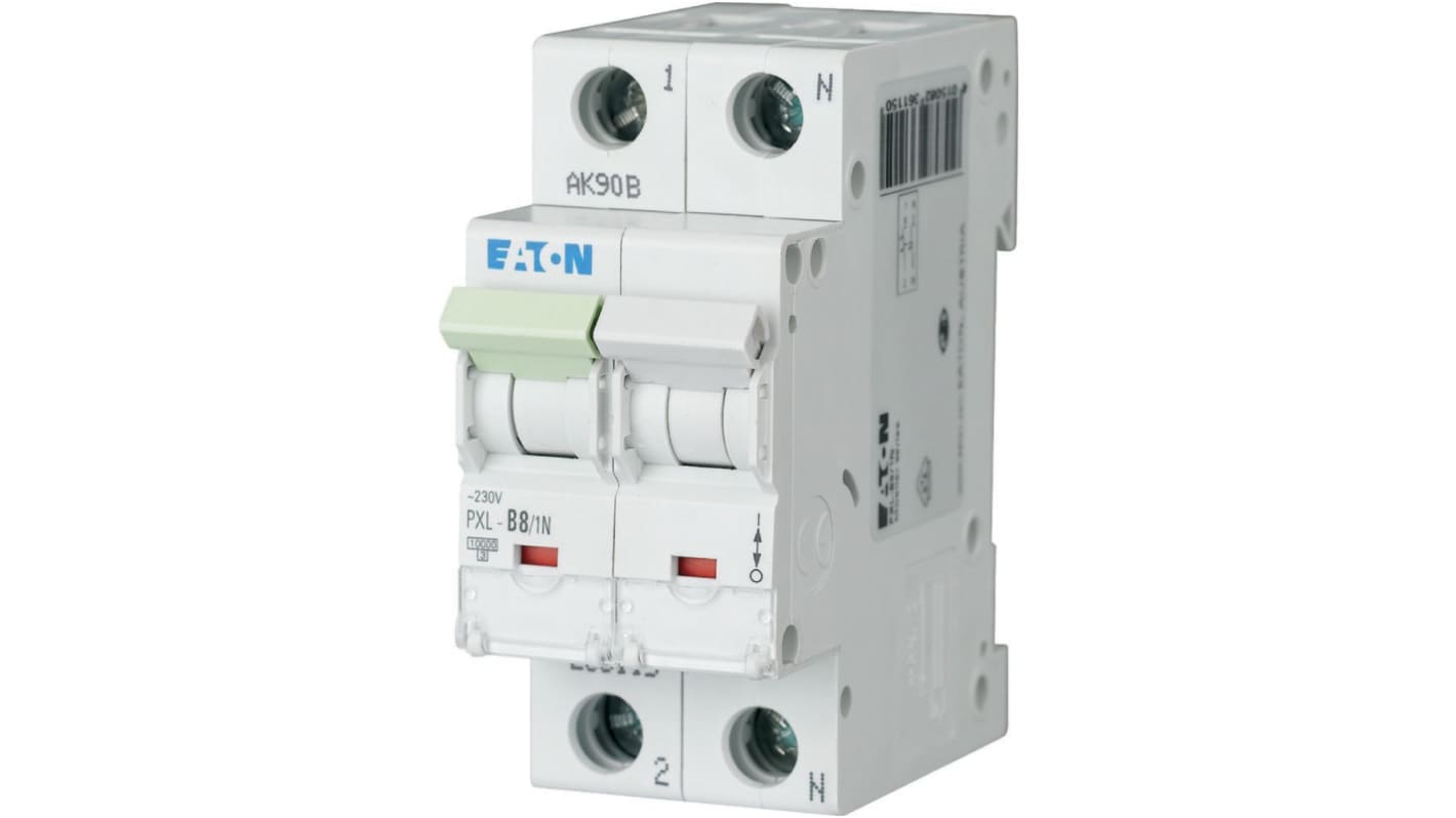 Eaton xPole - PXL PXL MCB, 1P, 8A Curve C, 230V AC, 10 kA Breaking Capacity