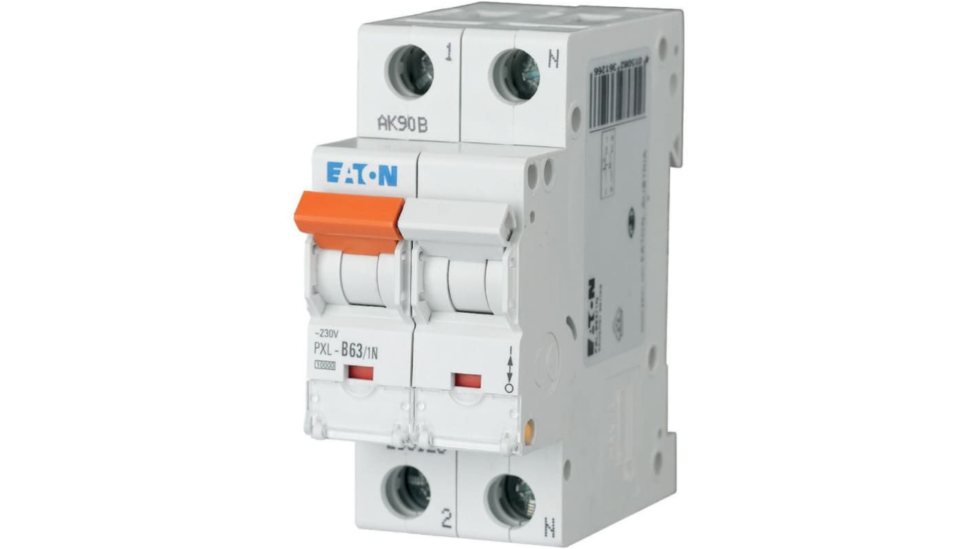 Eaton xPole - PXL PXL MCB, 1P, 63A Curve B, 230V AC, 10 kA Breaking Capacity