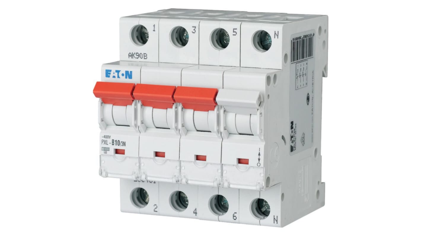 Eaton xPole - PXL PXL MCB, 3P, 10A Curve B, 400V AC, 10 kA Breaking Capacity