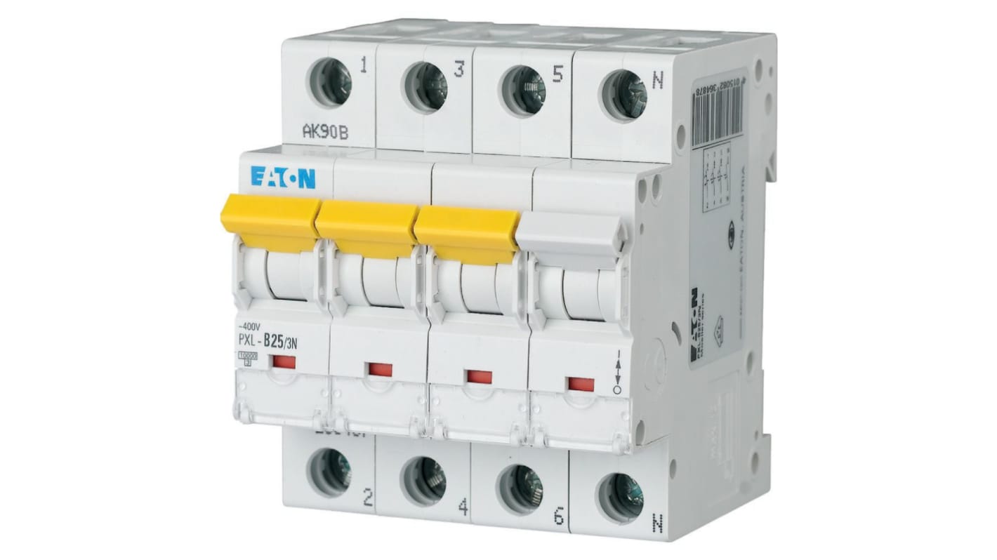 Eaton xPole - PXL PXL MCB, 3P, 25A Curve B, 400V AC, 10 kA Breaking Capacity