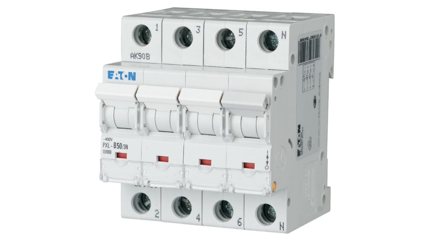 Eaton xPole - PXL PXL MCB, 3P, 50A Curve B, 400V AC, 10 kA Breaking Capacity