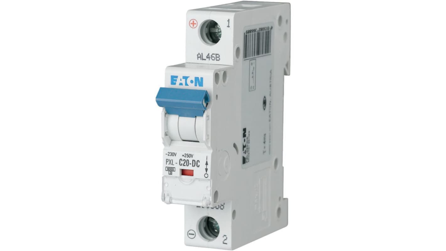 Eaton xPole - PXL PXL MCB, 1P, 20A Curve C, 400V AC, 400V DC, 6 kA Breaking Capacity