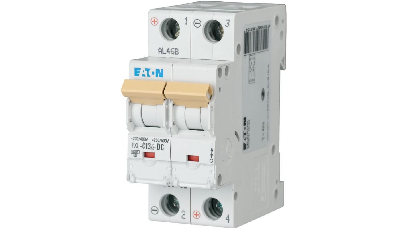 Eaton xPole - PXL PXL MCB, 2P, 13A Curve C, 440V AC, 48V DC, 10 kA Breaking Capacity