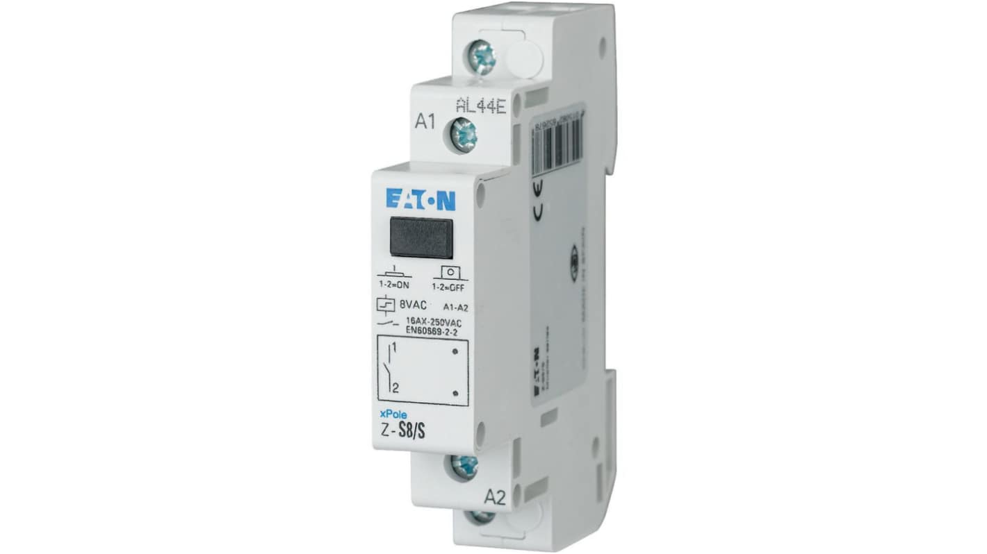 Eaton DIN Rail Impulse Relay, 8V ac Coil, 16A Switching Current, SPST