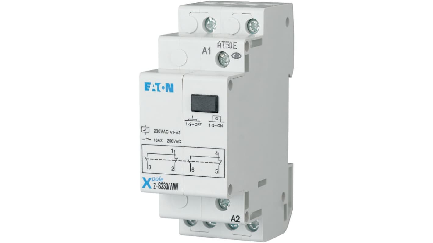 Eaton DIN Rail Impulse Relay, 230V ac Coil, 16A Switching Current, DPDT