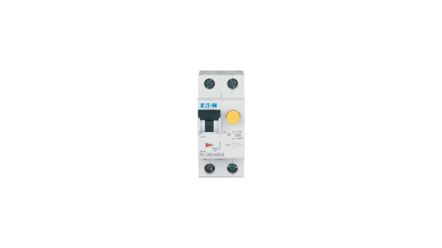 Eaton RCBO, 40A Current Rating, 1P + N Poles, 300mA Trip Sensitivity, Type C, xPole Range